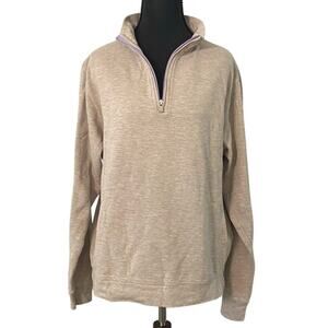 Peter Millar Quarter Zip Pullover Med Beige Cotton Modal Golf Sweater Quiet Lux